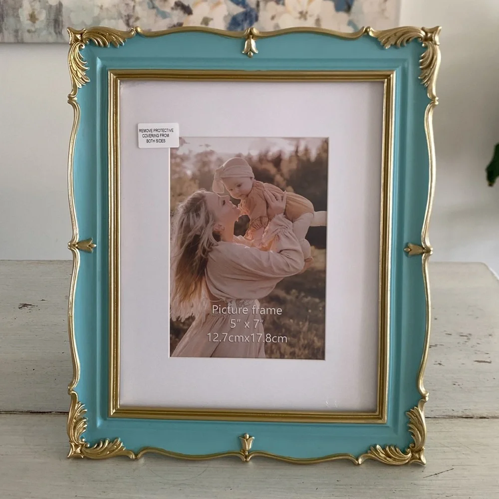 Tiffany Blue and Gold Accented Picture Frame - NEW